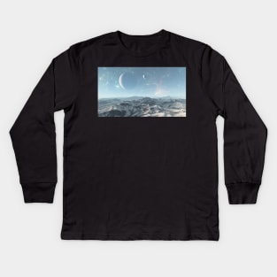 Alien planet cold mountain Kids Long Sleeve T-Shirt